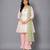 Off white peach printed cotton silk kurta set