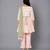 Off white peach printed cotton silk kurta set