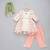 Off white peach printed cotton silk kurta set