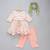 Off white peach printed cotton silk kurta set