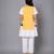 Yellow white embroidered cotton silk kurta set