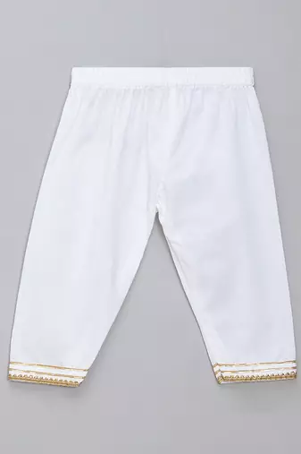 Yellow white embroidered cotton silk kurta set