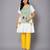 Green white embroidered cotton silk kurta set