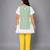 Green white embroidered cotton silk kurta set