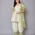 Green white printed cotton silk kurta set