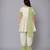 Green white printed cotton silk kurta set