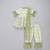Green white printed cotton silk kurta set