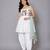 Off white green printed cotton kurta set