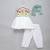 Off white green printed cotton kurta set