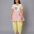 Pink white embroidered cotton silk kurta dhoti set