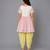 Pink white embroidered cotton silk kurta dhoti set