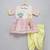 Pink white embroidered cotton silk kurta dhoti set