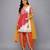 Peach and orange embroidered cotton silk kurta dhoti set