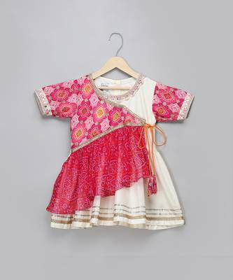 Peach and orange embroidered cotton silk kurta dhoti set 5