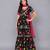 Black floral printed cotton silk sharara set
