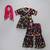 Black floral printed cotton silk sharara set