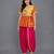 Orange pink embroidered cotton silk georgette kurta set