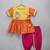 Orange pink embroidered cotton silk georgette kurta set