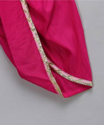 Orange pink embroidered cotton silk georgette kurta set 5