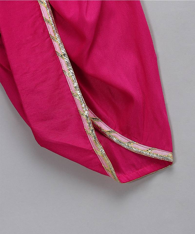 Orange pink embroidered cotton silk georgette kurta set