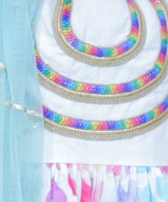 White multicolor printed poplin cotton kurta set 3