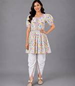Multicolor printed cotton poplin kurta dhoti set