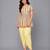 Off white yellow ganpati printed cotton silk kurta dhoti set