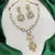 Art Deco Gold Statement Necklace Set, CZ Bridal Jewelry, Vintage Crystal Earrings