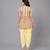 Off white yellow ganpati printed cotton silk kurta dhoti set