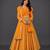 Orange hand woven organza cotton silk anarkali set