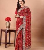 Bandhani embroidered poly georgette bandhani saree
