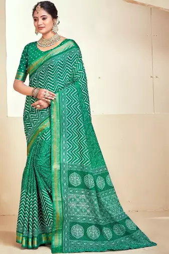 Leheriya zari handloom bandhani saree