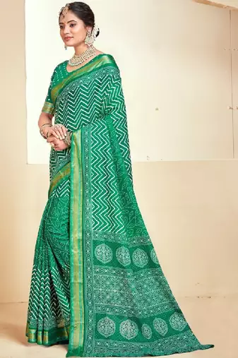 Leheriya zari handloom bandhani saree