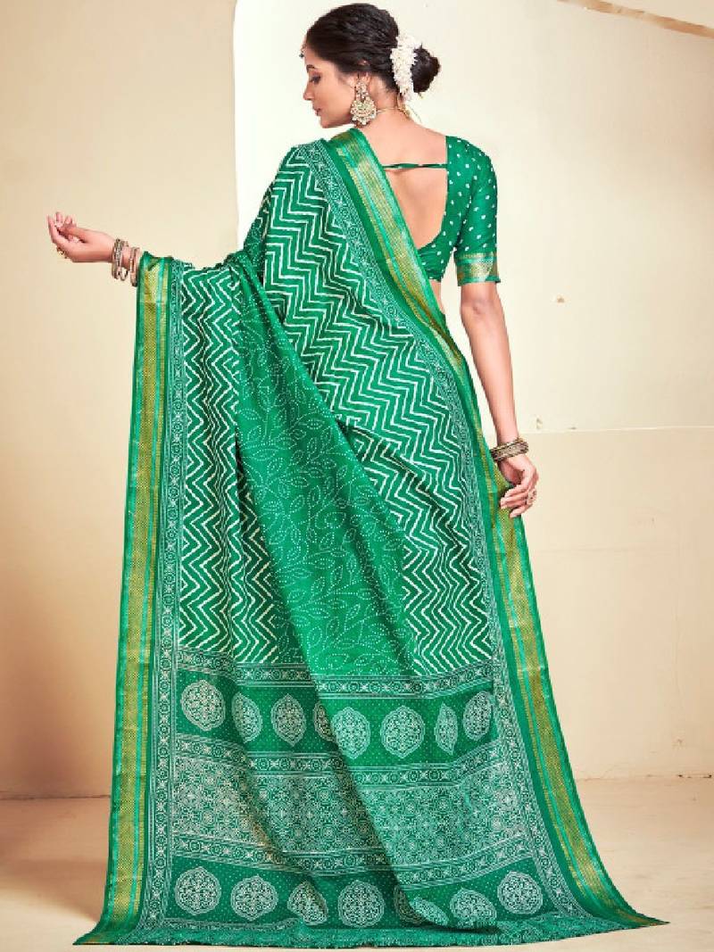 Leheriya zari handloom bandhani saree