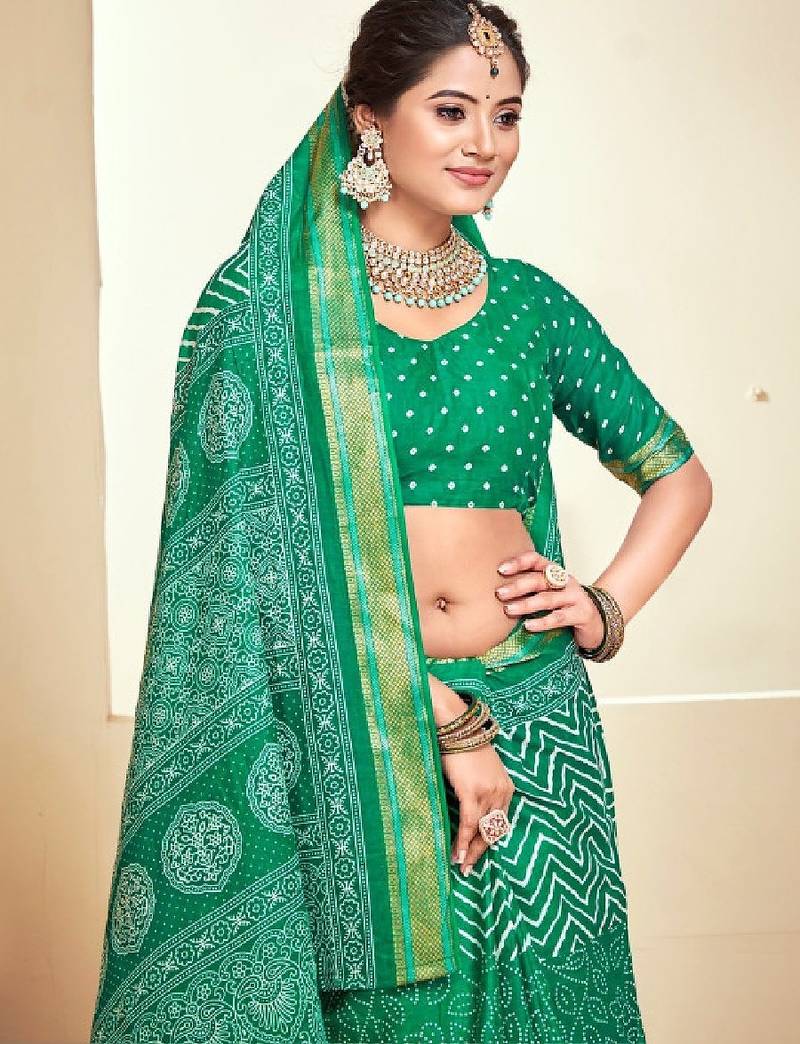 Leheriya zari handloom bandhani saree
