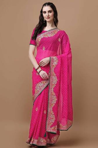 Leheriya printed bandhani saree