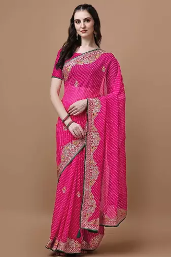 Leheriya printed bandhani saree