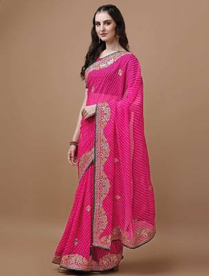 Leheriya printed bandhani saree 2