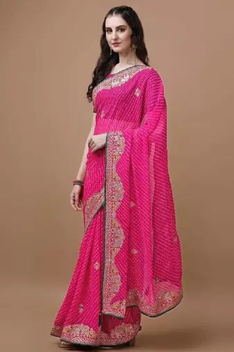 Leheriya printed bandhani saree