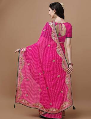 Leheriya printed bandhani saree 3