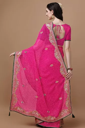 Leheriya printed bandhani saree