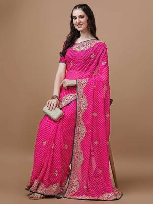 Leheriya printed bandhani saree 4