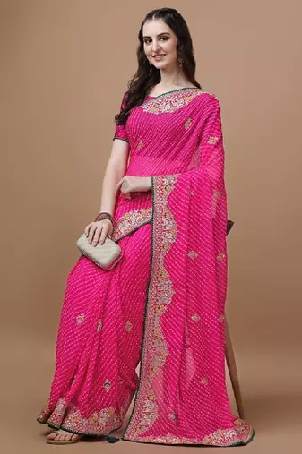 Leheriya printed bandhani saree