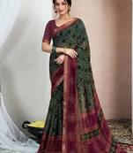 Printed zari pure chiffon bandhani saree