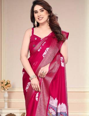 Woven design zari pure chiffon bandhani saree 1