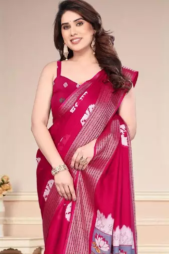 Woven design zari pure chiffon bandhani saree