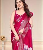 Woven design zari pure chiffon bandhani saree