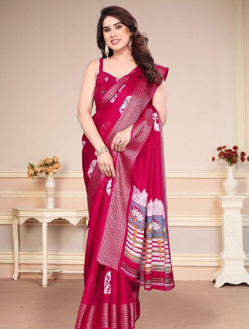 Woven design zari pure chiffon bandhani saree
