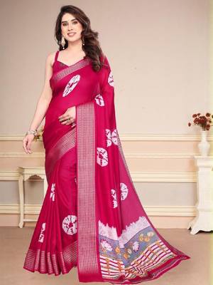 Woven design zari pure chiffon bandhani saree 3