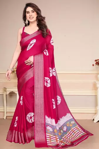 Woven design zari pure chiffon bandhani saree